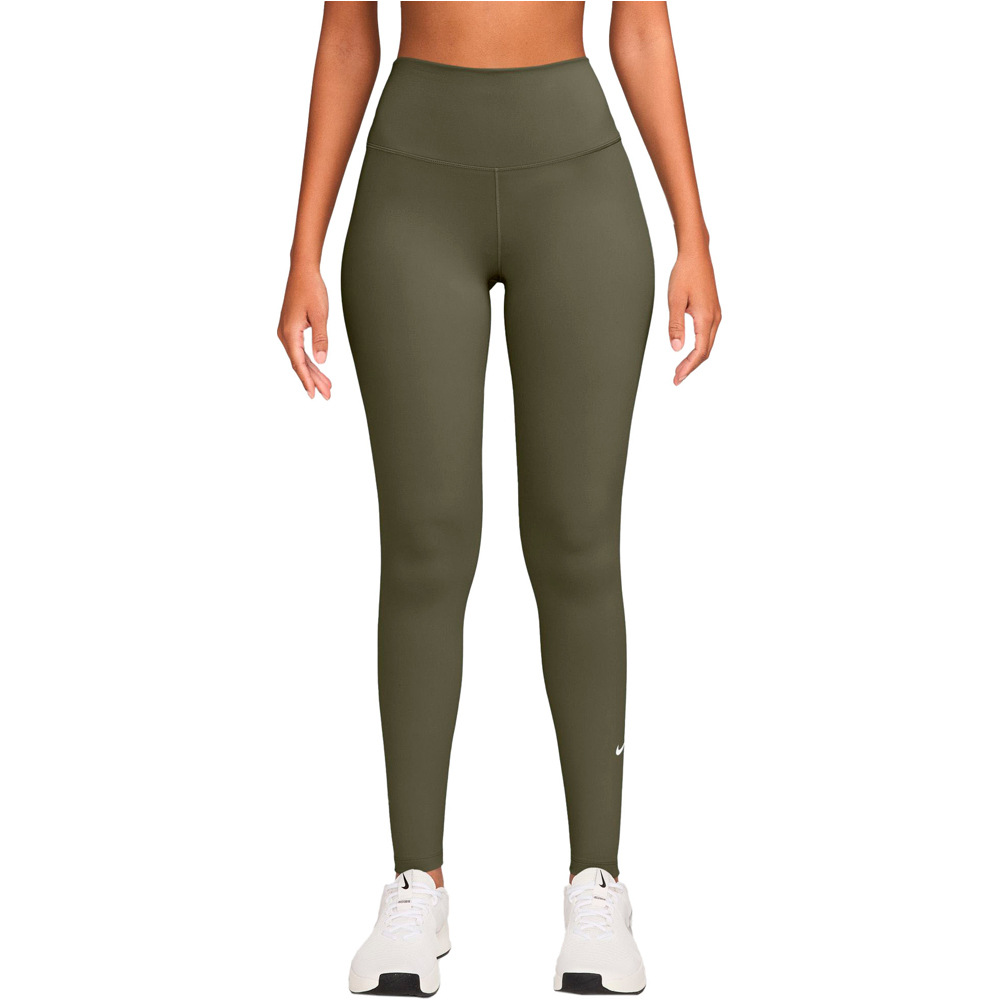 Nike pantalones y mallas largas fitness mujer DRI-FIT ONE VERDE vista frontal