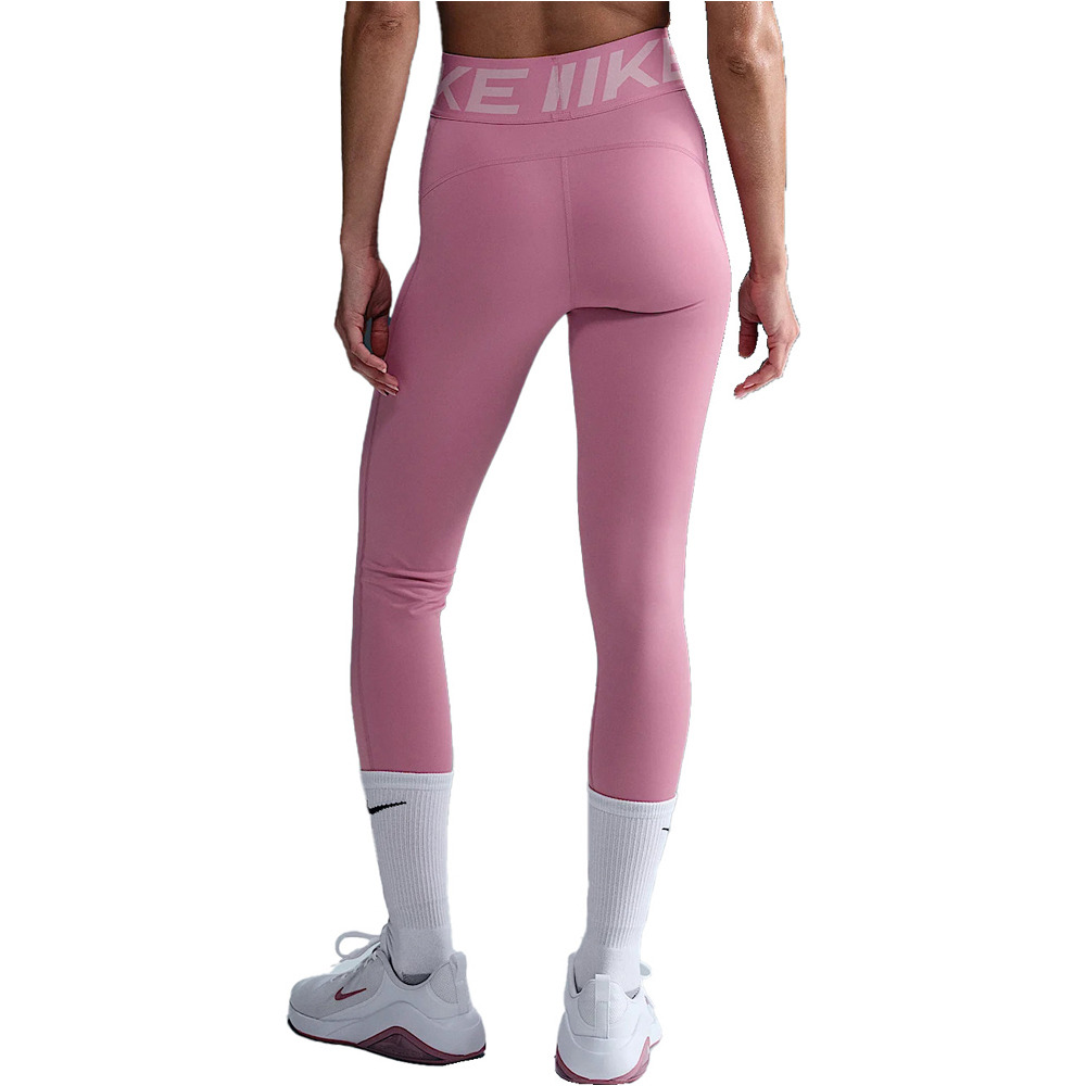 Nike pantalones y mallas largas fitness mujer DRI-FIT PRO SCULPT ROSA vista trasera