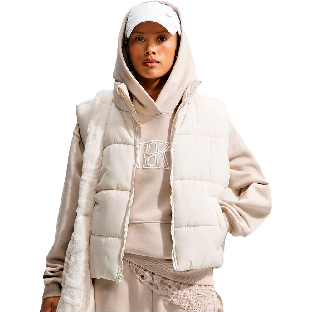 Nike sudadera mujer W NK STDO FLC MW OS LGO PO HDY MARRON vista frontal