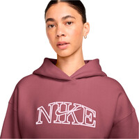 Nike sudadera mujer W NK STDO FLC MW OS LGO PO HDY ROSA vista detalle