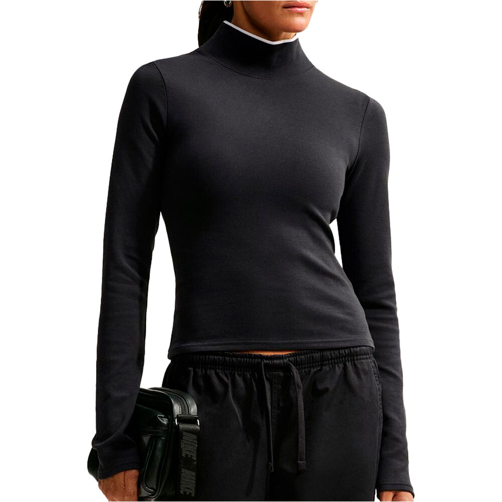 Nike sudadera mujer W NSW MOCK NECK LS TOP NEGRO vista frontal