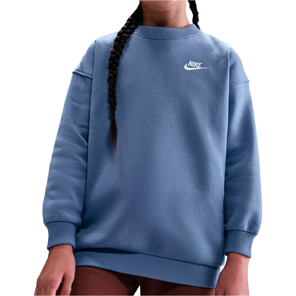 Nike sudadera niña SPORTSWEAR CLUB AZUL vista frontal