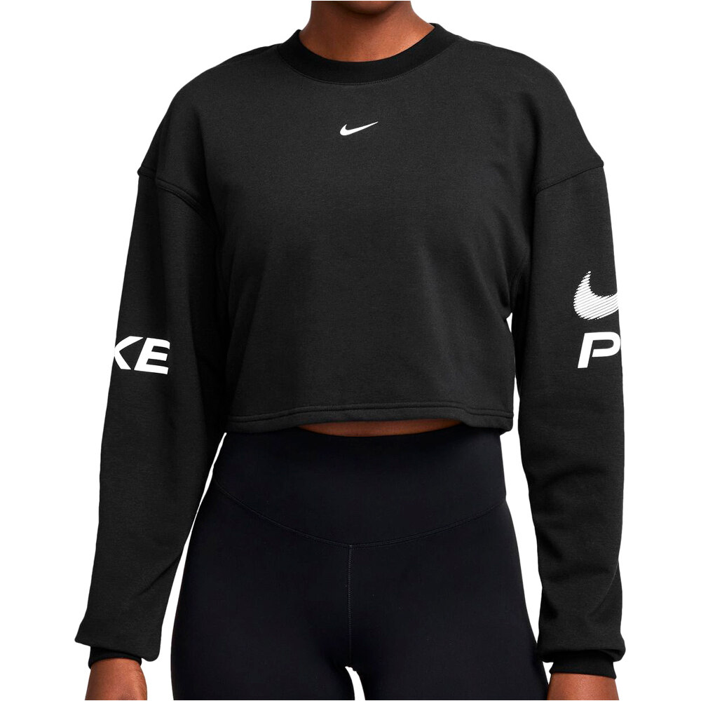 Nike sudaderas deportivas mujer DRI-FIT PRO NEGRO vista frontal