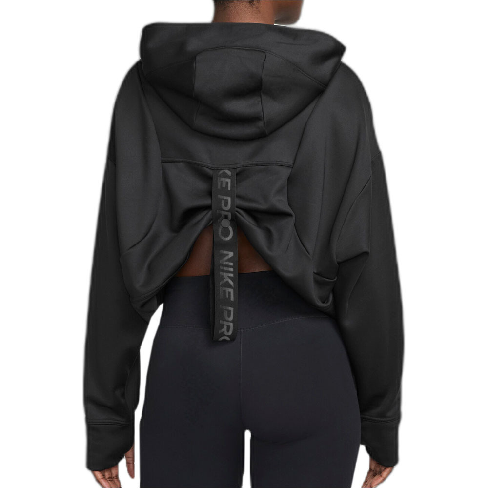 Nike sudaderas deportivas mujer THERMA-FIT PRO NEGRO vista trasera