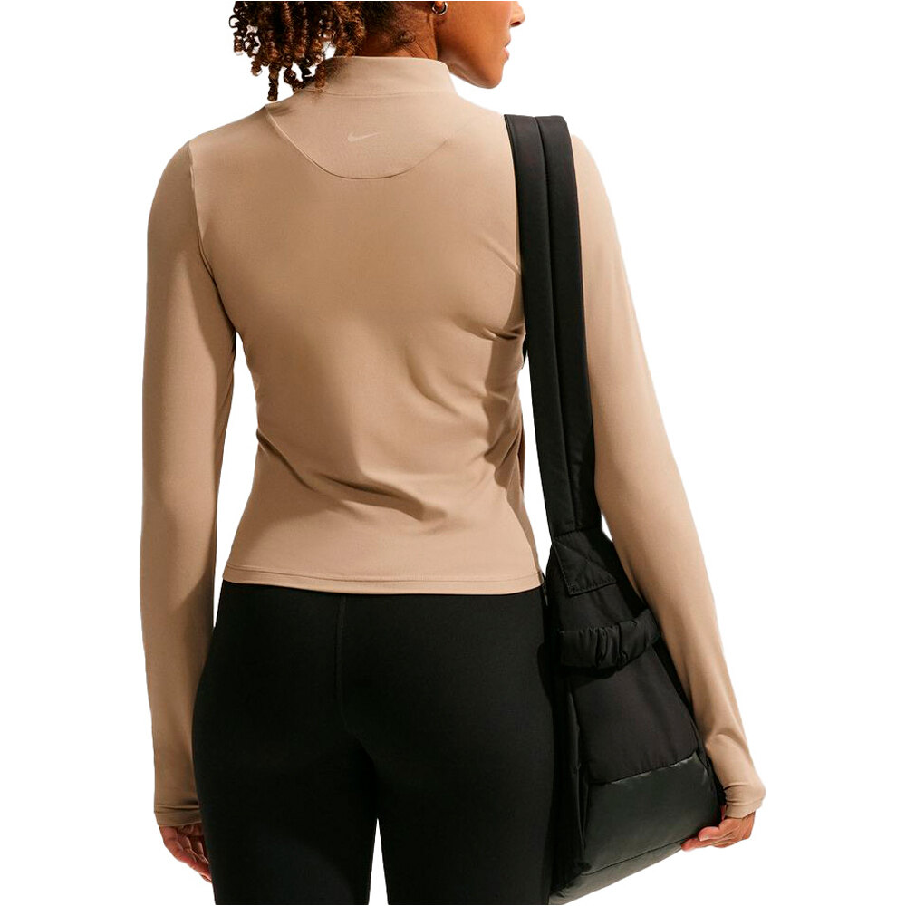 Nike sudaderas deportivas mujer W NK DF ZENVY FZ LS TOP MARRON vista trasera