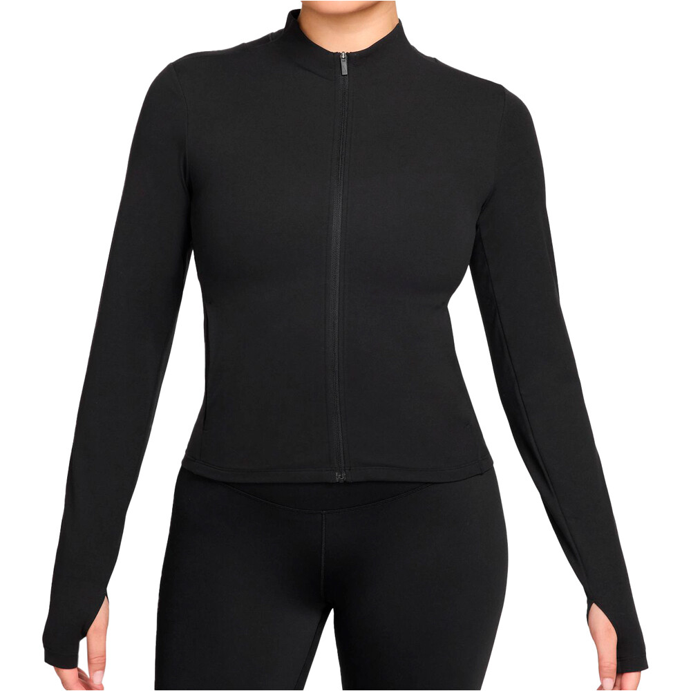 Nike sudaderas deportivas mujer W NK DF ZENVY FZ LS TOP NEGRO vista frontal
