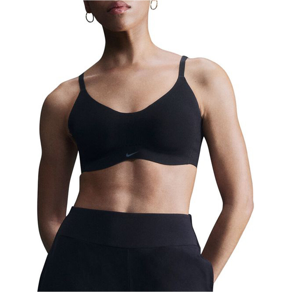 Nike sujetadores deportivos ALATE MINIMALIST LIGHT SUPPORT NEGRO vista frontal