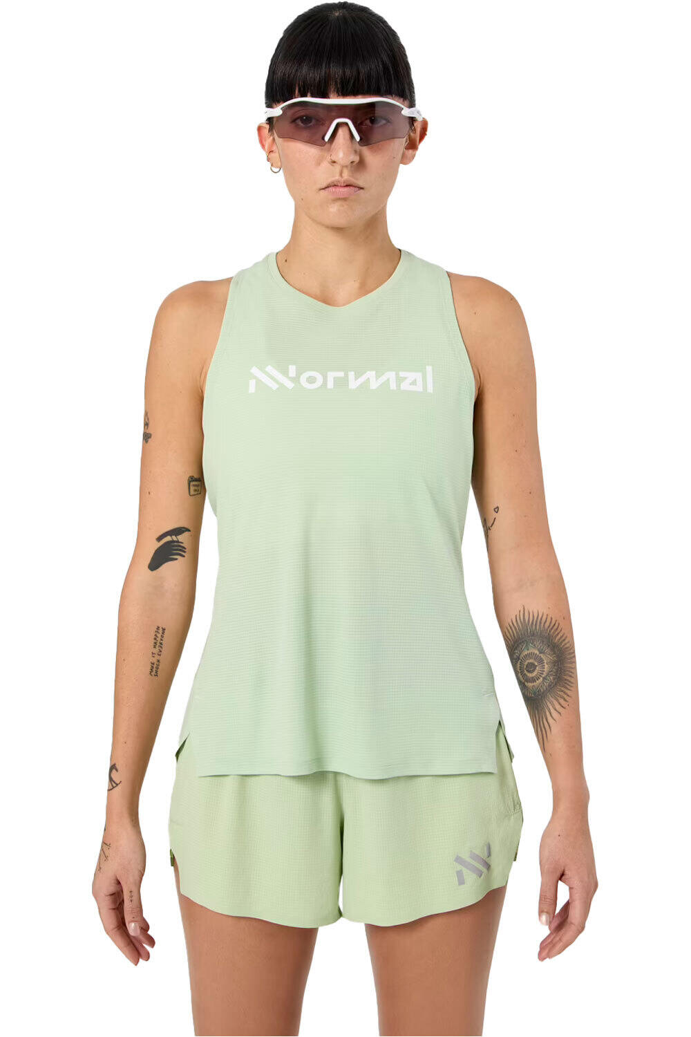 Nnormal camiseta tirantes running RACE VERDE vista frontal