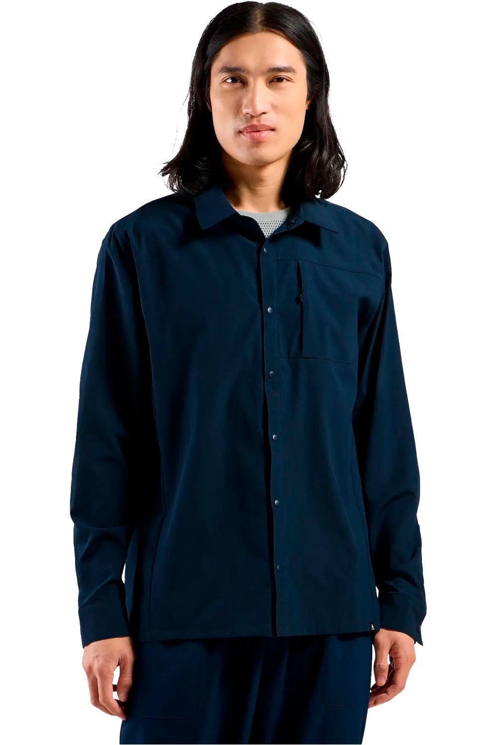 Odlo camisa montaña manga larga hombre ESSENTIAL AZUL vista frontal