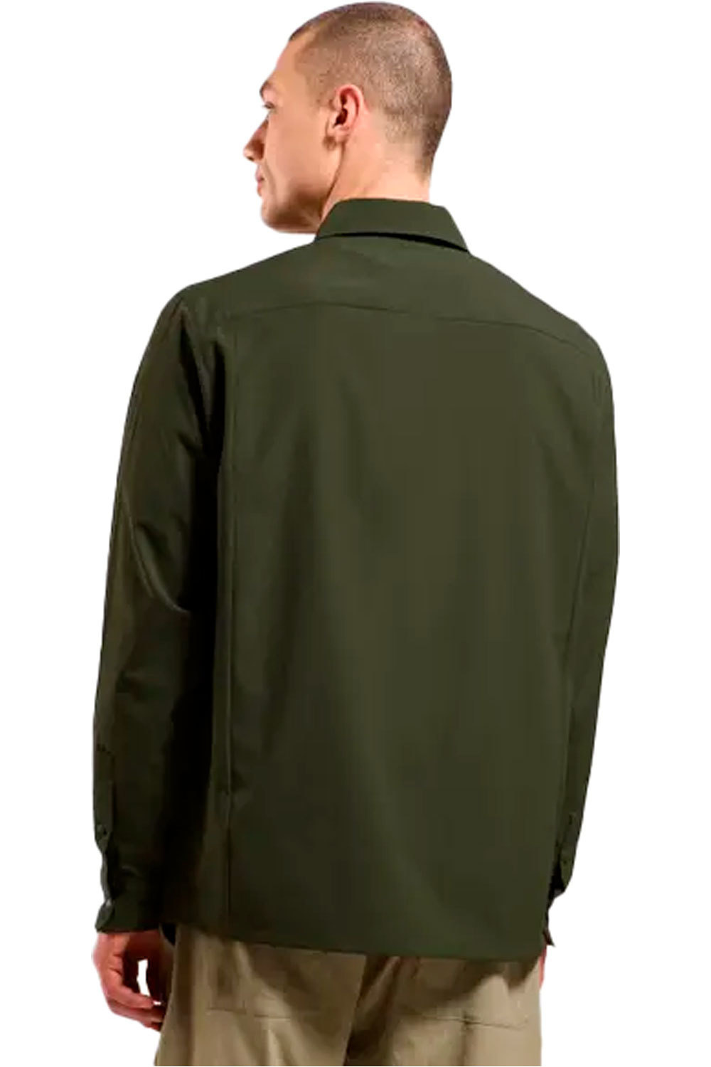 Odlo camisa montaña manga larga hombre ESSENTIAL VERDE vista trasera