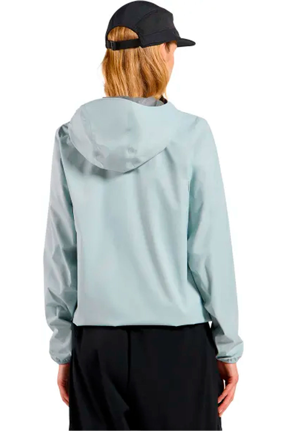 Odlo chaqueta impermeable mujer ESSENTIAL 2.5L WATERPROOF AZUL vista trasera