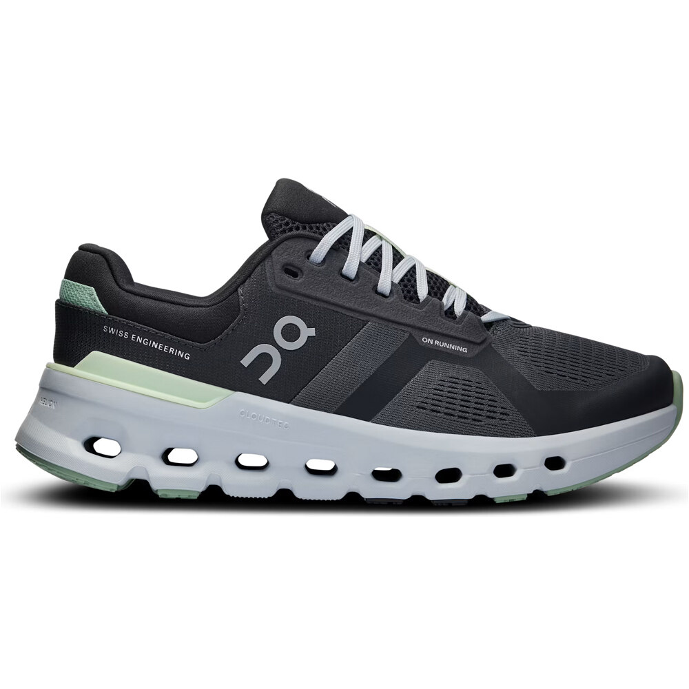On zapatilla running mujer CLOUDRUNNER 2 NEGRO lateral exterior