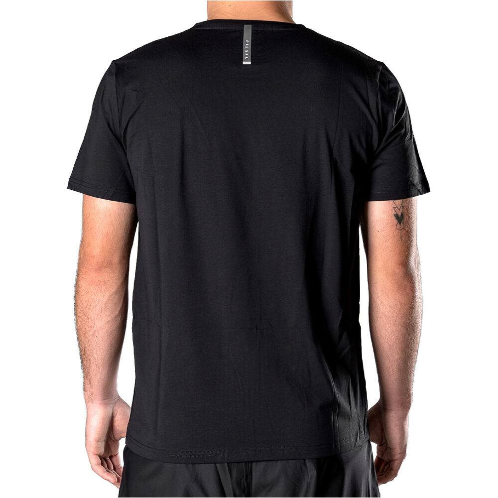 Picsil camiseta fitness hombre ESSENTIALS NEGRO vista trasera