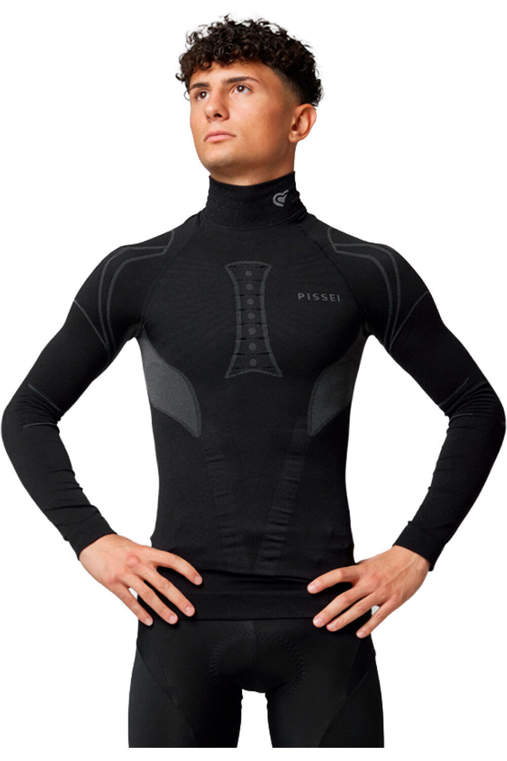 Pissei guantes cortos ciclismo MAGLIA INTIMA SEAMLESS MANICA LUNGA ALAA NE NEGRO vista frontal