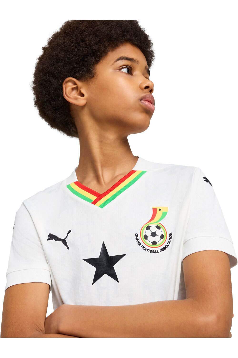 Puma camiseta de fútbol oficiales niño GHANA 24/25 PRIMERA EQUIPACION BLANCO vista detalle