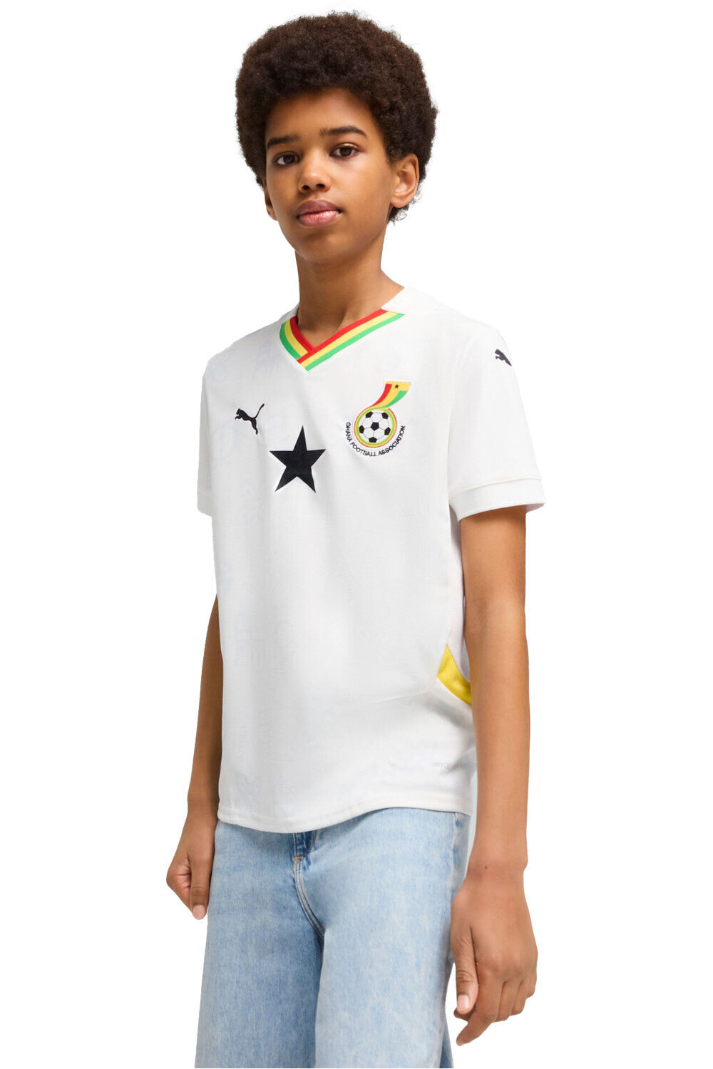 Puma camiseta de fútbol oficiales niño GHANA 24/25 PRIMERA EQUIPACION BLANCO vista frontal