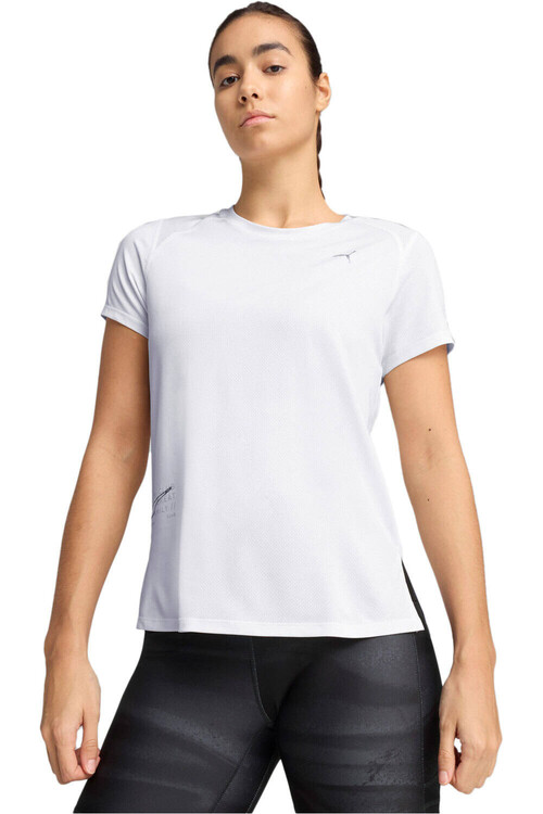 Puma camiseta entrenamiento manga corta mujer RUN GRAPHIC MESH BLANCO
