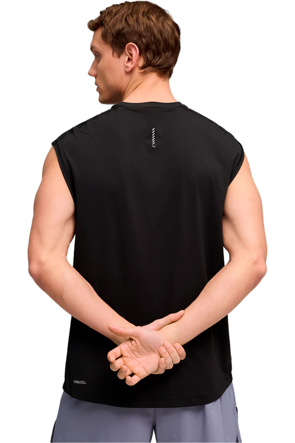Puma camiseta entrenamiento tirantes hombre RUN COOLCELL NEGRO vista trasera