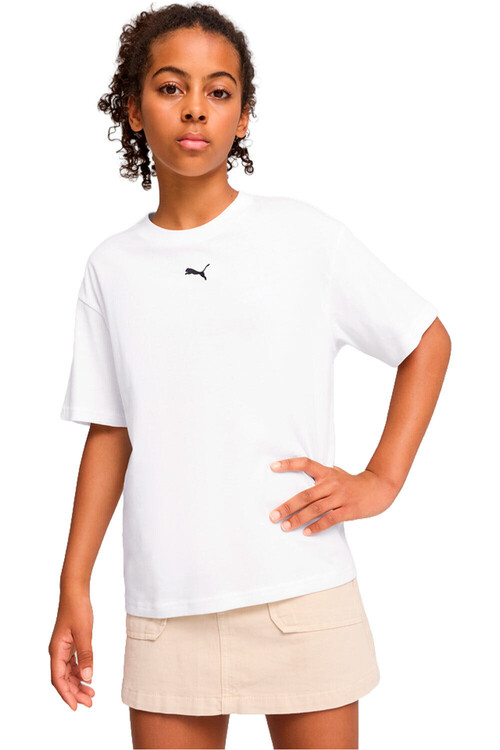 Puma camiseta manga corta niña ESSENTIALS CENTERED CAT LOGO BLANCO
