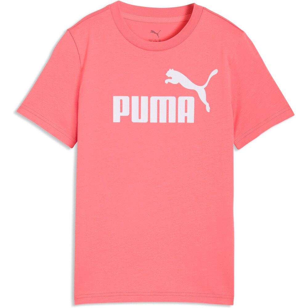 Puma camiseta manga corta niña ESSENTIALS NO.1 LOGO ROSA vista detalle
