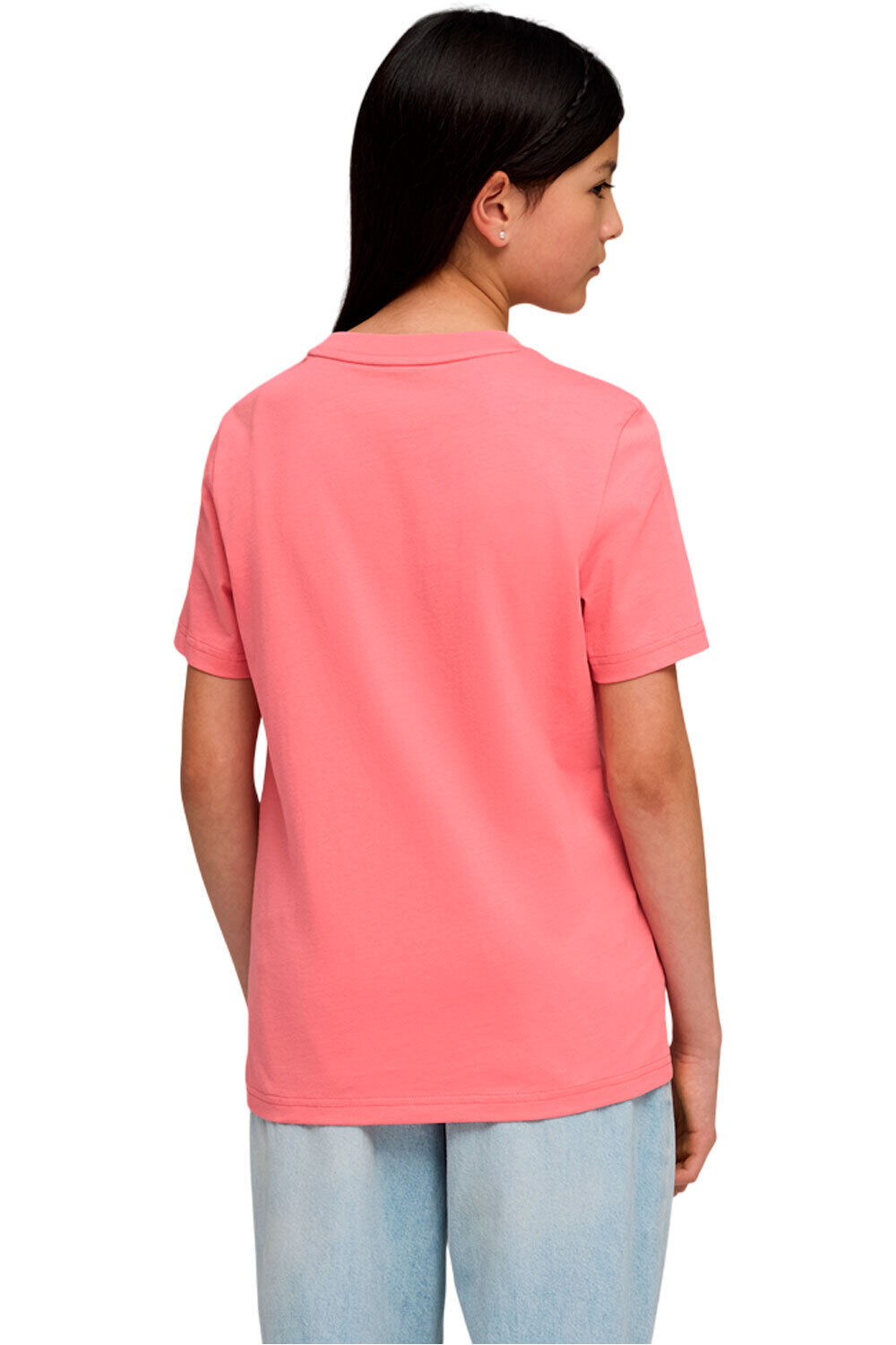 Puma camiseta manga corta niña ESSENTIALS NO.1 LOGO ROSA vista trasera