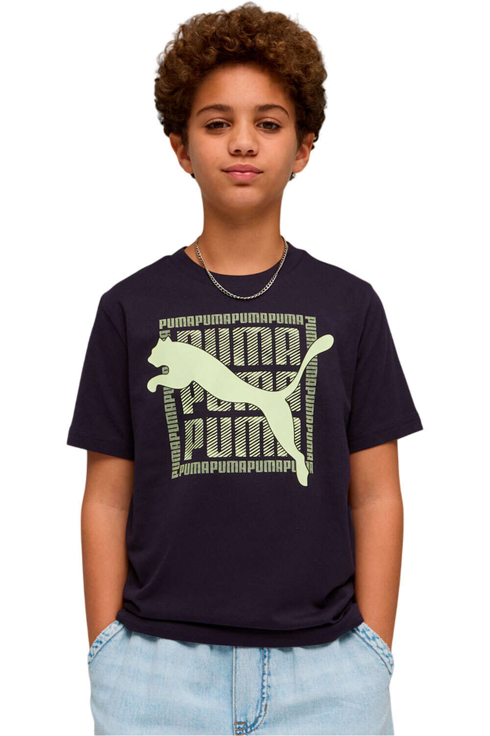 Puma camiseta manga corta niño GRAPHIC CAT AZUL vista frontal