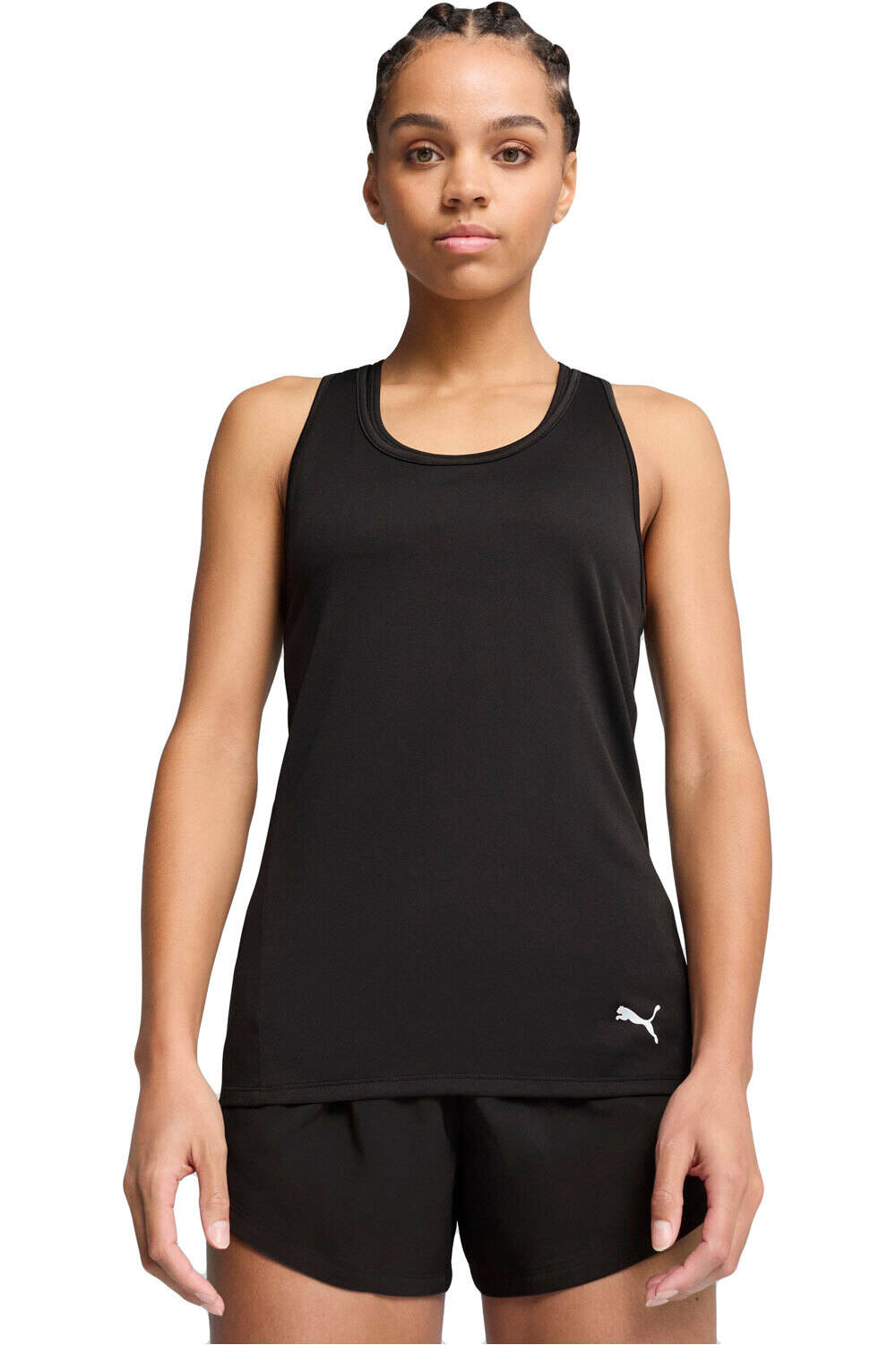 Puma camiseta tirantes fitness mujer TAD ESSENTIAL RACE NEGRO vista frontal