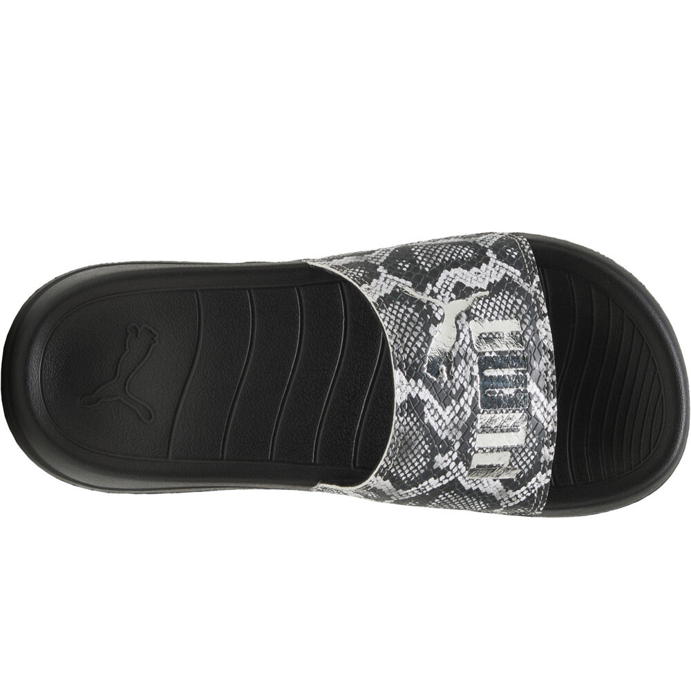 Puma chanclas mujer POPCAT 20 SNAKE CHIC NEGRO vista superior