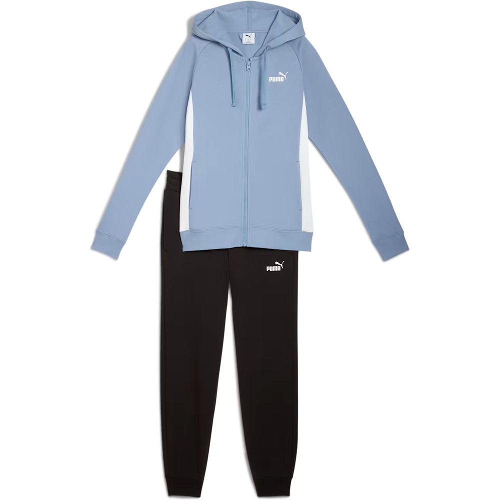 Puma chándal mujer FULL-ZIP HOODED AZUL vista frontal