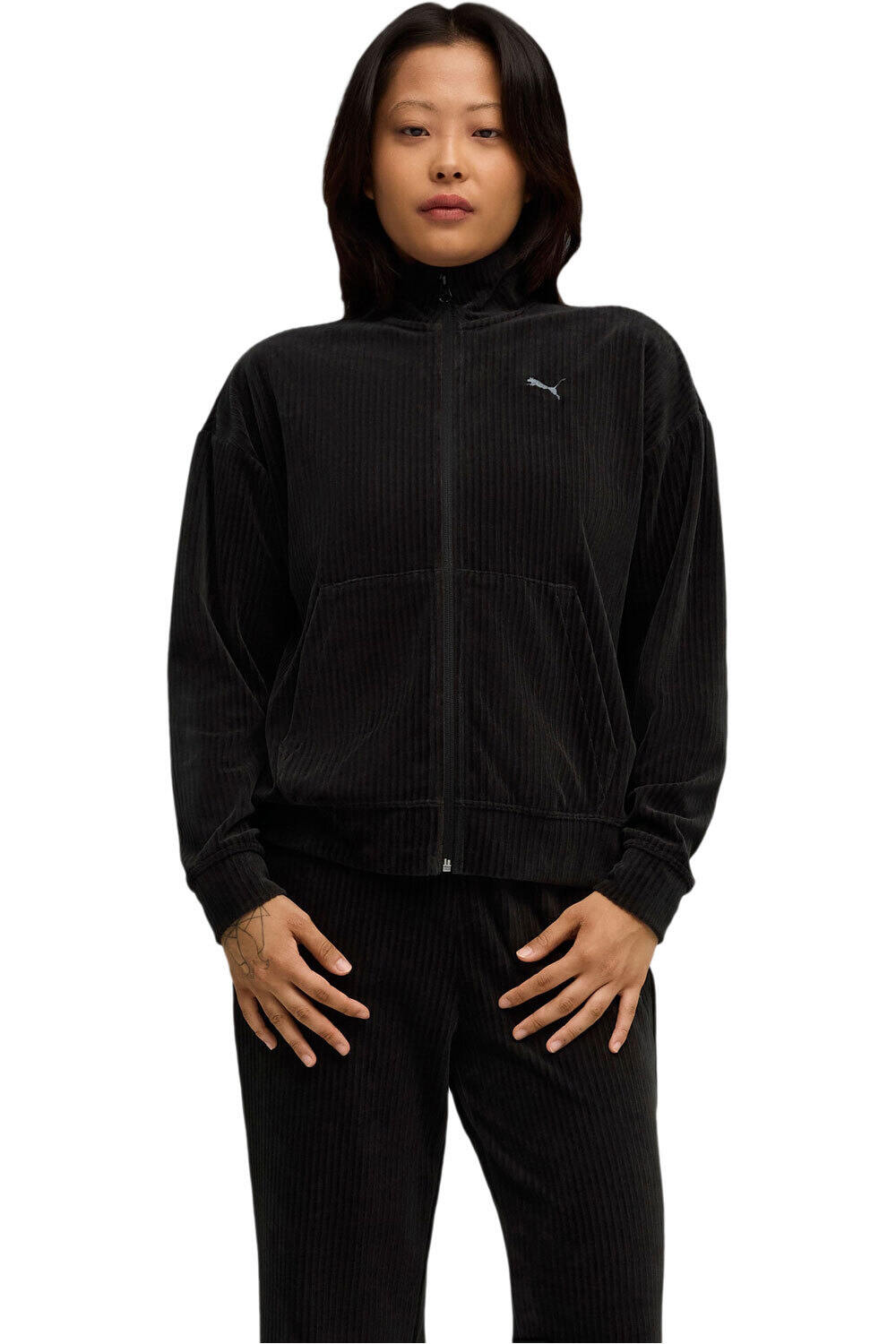 Puma chándal mujer VELOUR RIB NEGRO vista detalle