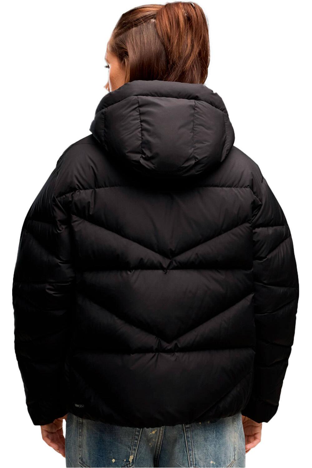 Puma chaquetas mujer Hooded Down Puffer J NEGRO vista trasera