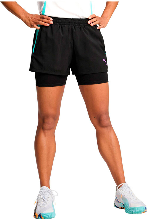 Puma pantalon corto tenis mujer INDIVIDUAL PADEL 2IN NEGRO