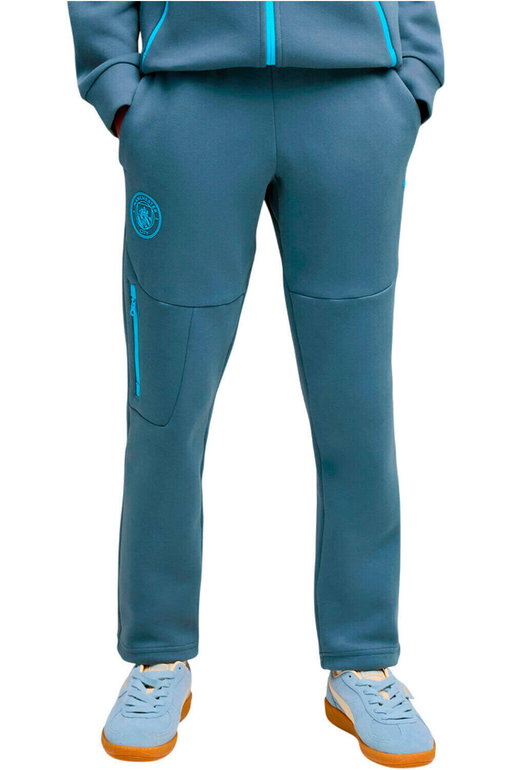 Puma pantalón futbol niño MANCESTER CITY 26/27 PUMATECH NARANJA vista frontal