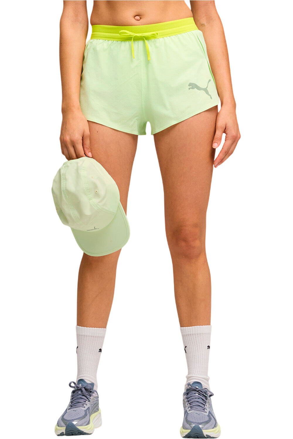 Puma pantalón running mujer LIGHTSPEED ULTRAWEAVE VERDE vista frontal