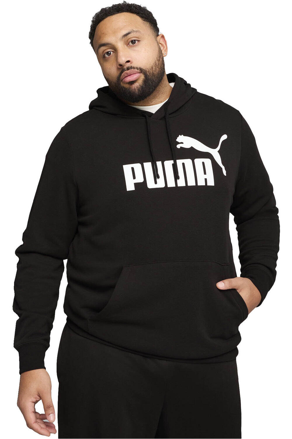 Puma sudadera hombre ESSENTIALS LOGO NEGRO vista frontal