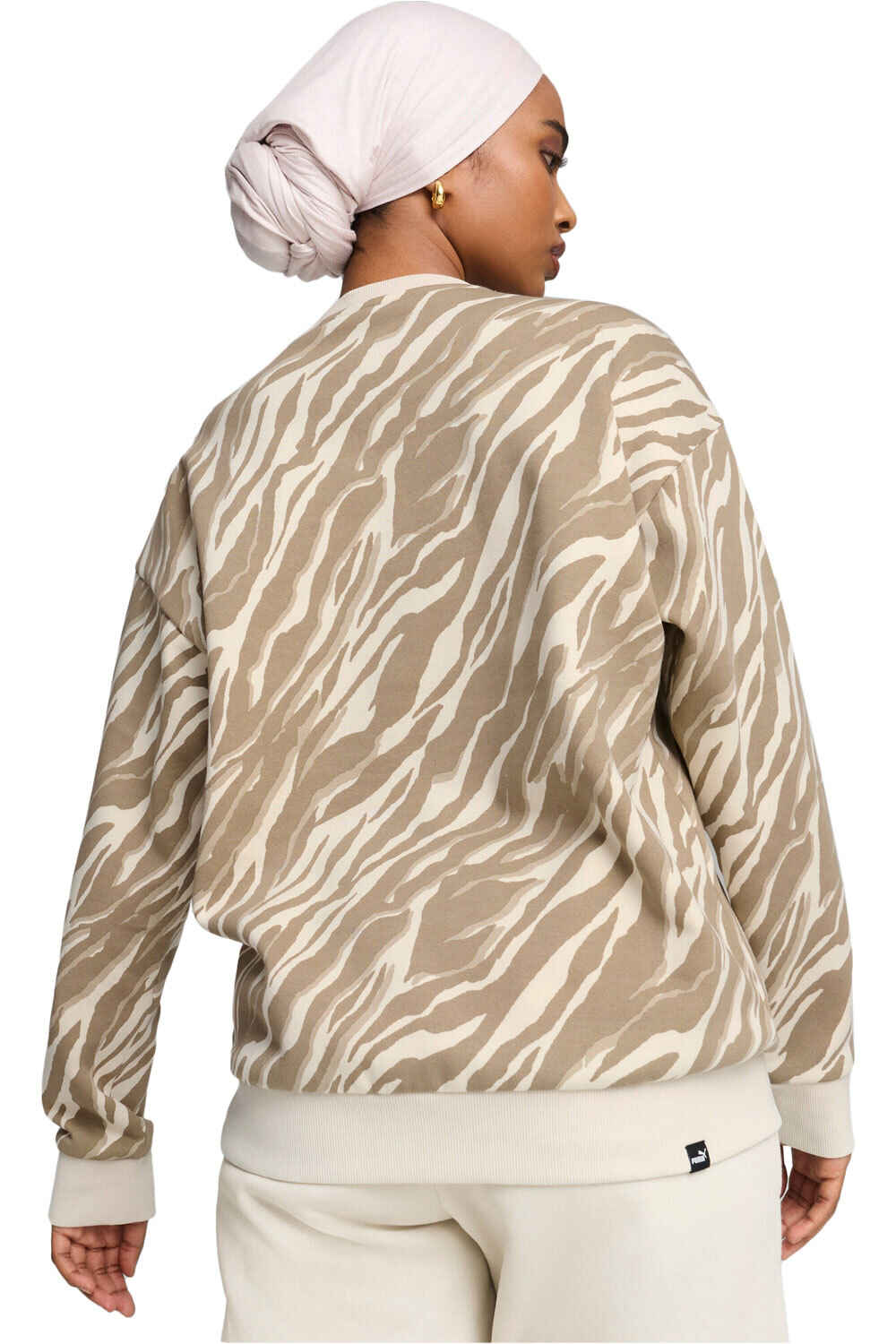 Puma sudadera mujer ESSENTIALS+ ANIMAL ALL OVER PRINT BLANCO vista trasera