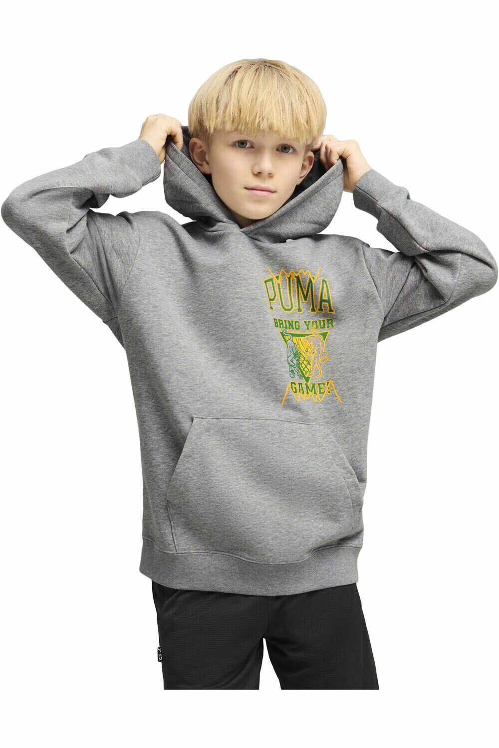 Puma sudadera niño RIVAL RAGE GRIS vista frontal