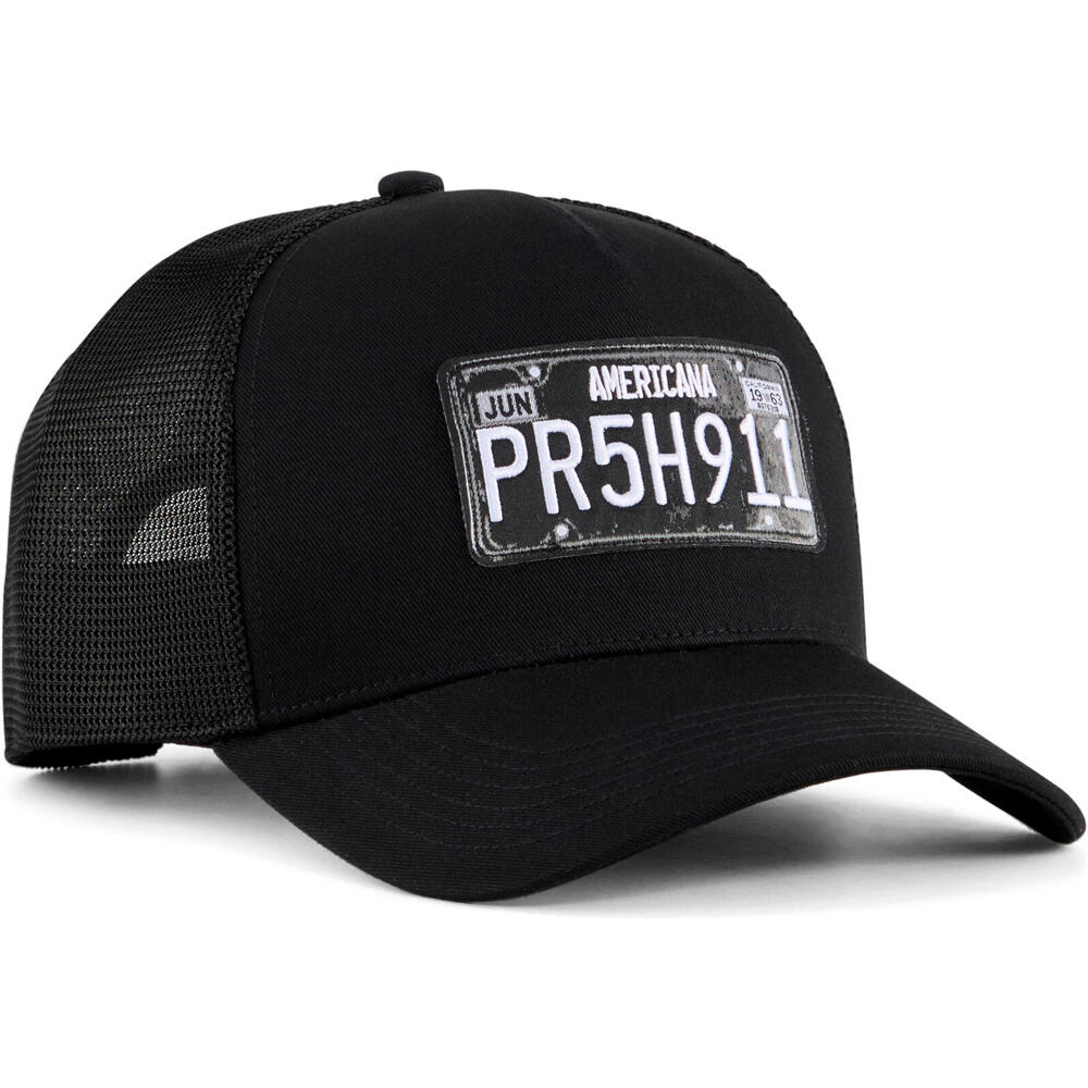 Puma visera lona PL TRUCKER NEGRO vista frontal