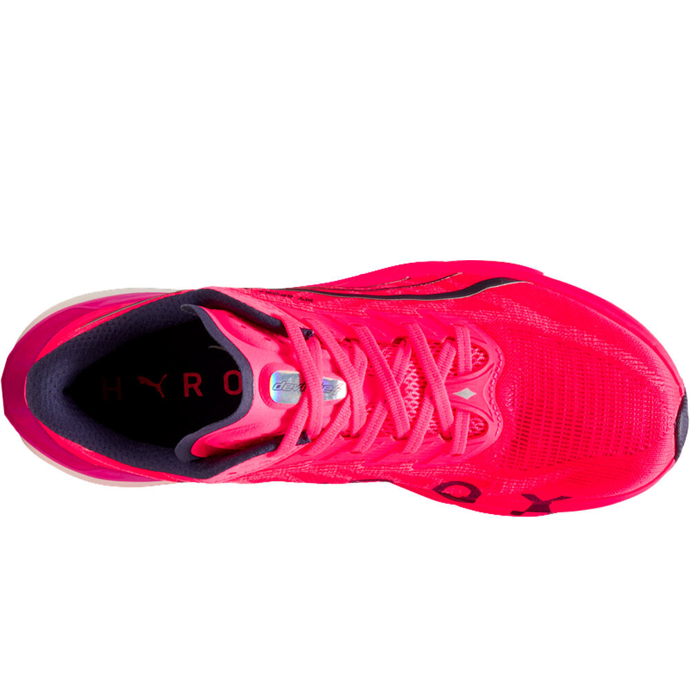Puma zapatilla running hombre DEVIATE NITRO 4 HYROX ROSA vista superior