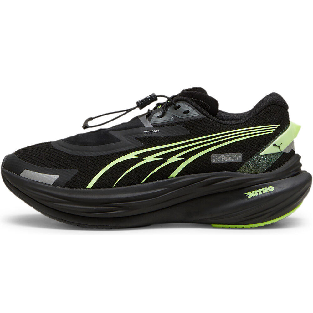 Puma zapatilla running mujer DEVIATE NITRO 3 WTR+ GRIS lateral exterior