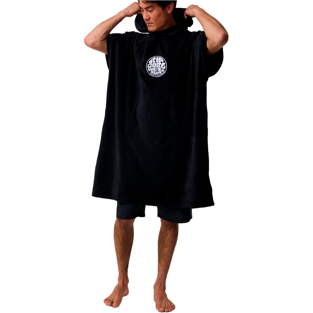 Rip Curl albornoz natación LOGO HOODED TOWEL NEGRO 03