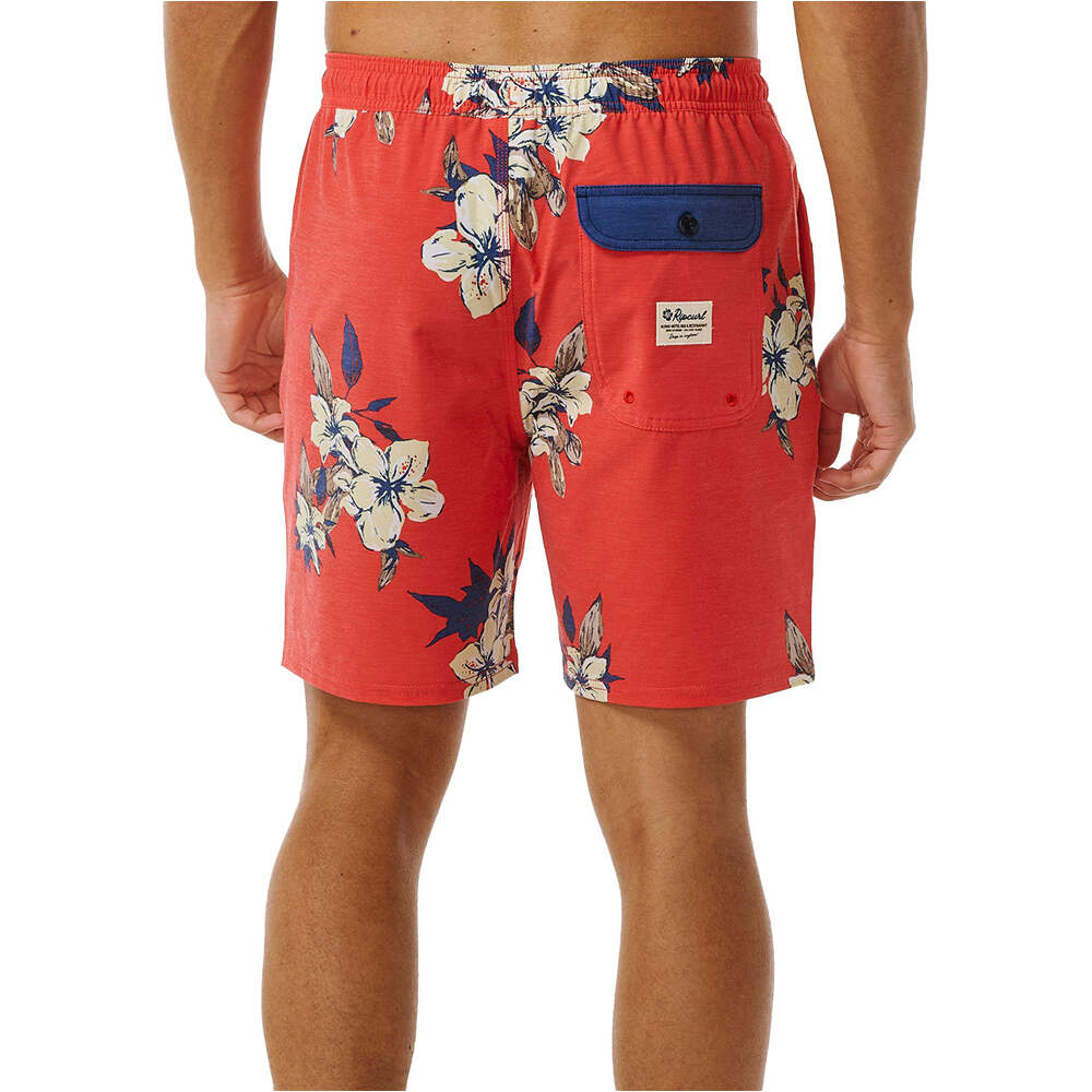 Rip Curl bañador playa hombre ALOHA HOTEL VOLLEY ROJO vista trasera