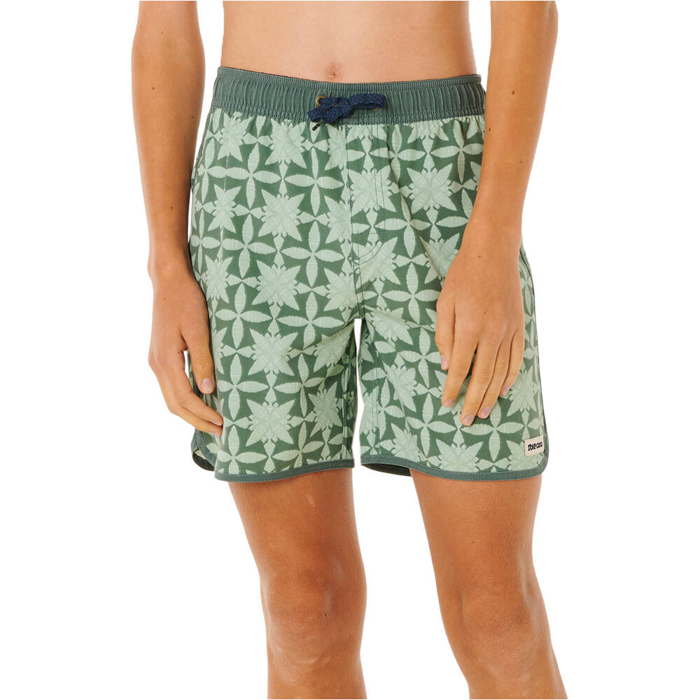 Rip Curl bañador playa niño PACIFIC RINSE GEM VOLLEY VERDE vista frontal
