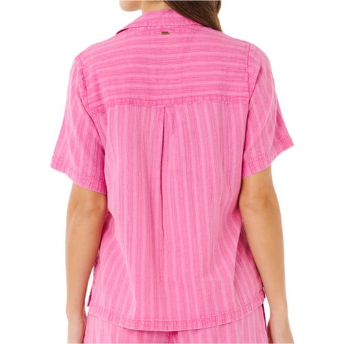 Rip Curl camisa manga corta mujer HOTEL MALIBU EMBROID ROSA