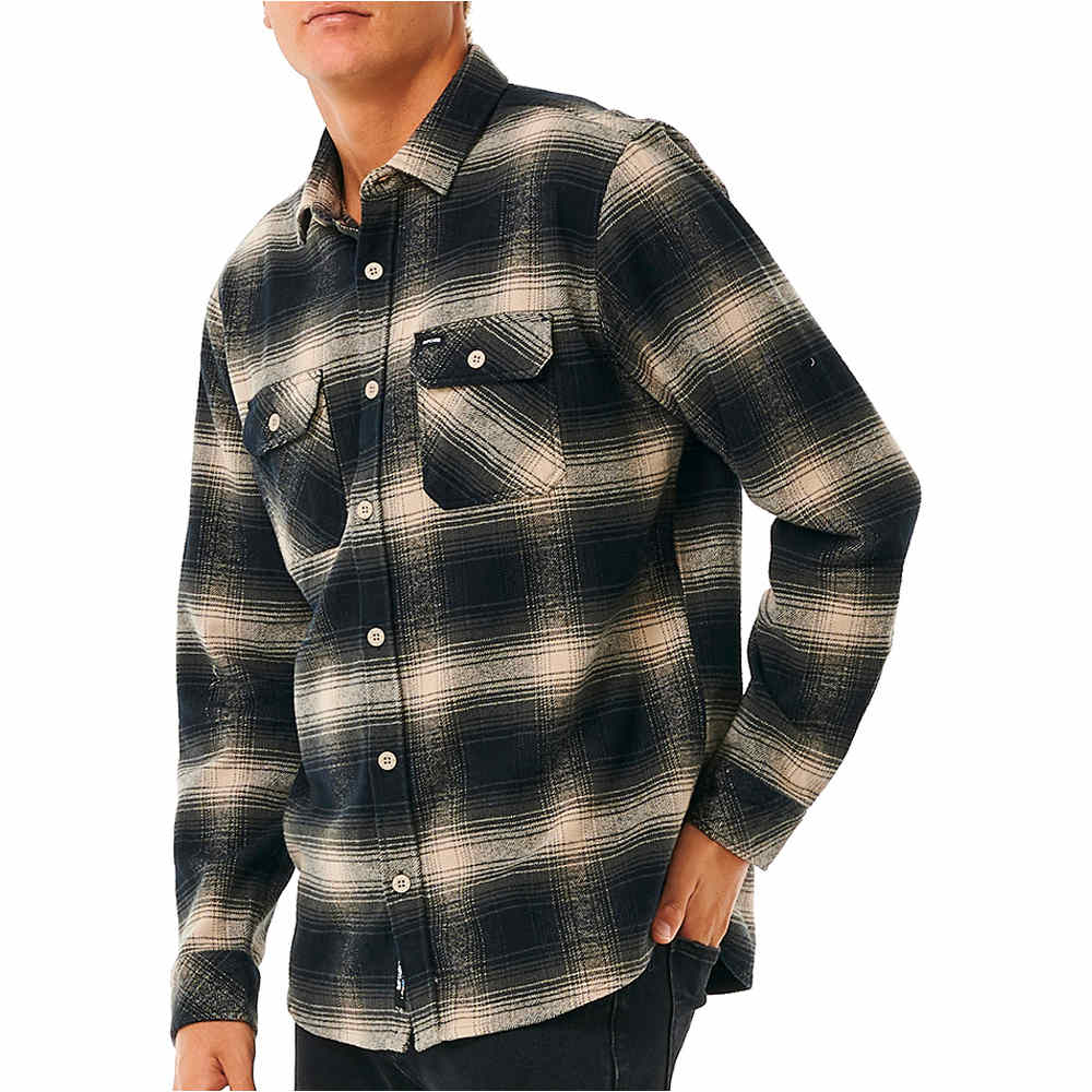 Rip Curl camisa manga larga hombre COUNT FLANNEL NEGRO vista trasera
