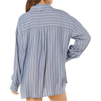 Rip Curl camisa manga larga mujer BEACH DAYS PINSTRIPE AZUL vista trasera