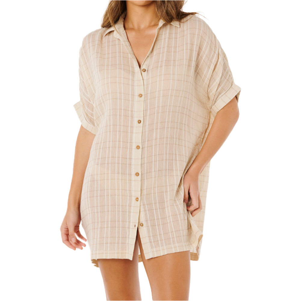 Rip Curl camisa manga larga mujer PARADISE CHECK NEGRO vista frontal