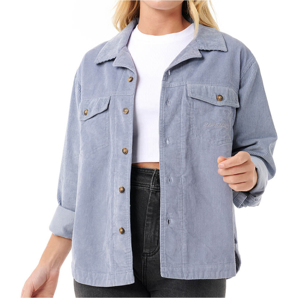 Rip Curl camisa manga larga mujer STEVIE CORD AZUL vista frontal