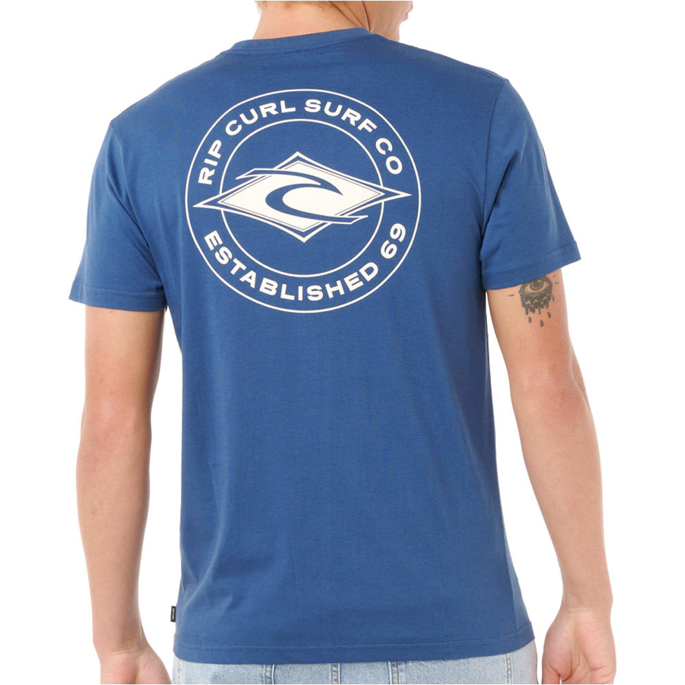 Rip Curl camiseta manga corta hombre STAPLE AZUL vista trasera