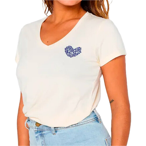 Rip Curl camiseta manga corta mujer HEART V NECK MARRON